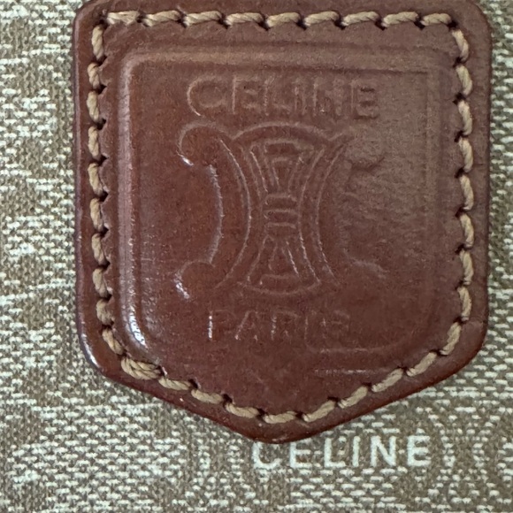 Celine Macadam Shoulder Bag Clutch Beige Brown Leather - Picture 4 of 16